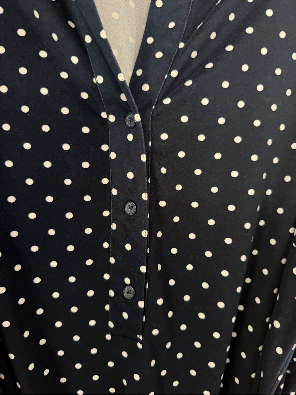 Market & Spruce Navy Polka Dot Midi Shirt Dress - Picture 3 of 4